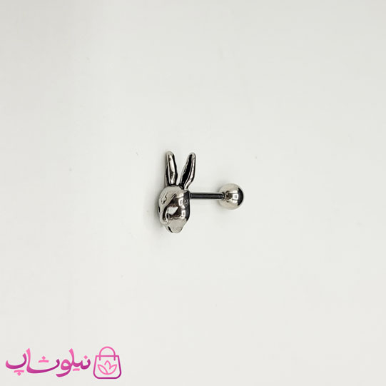 پیرسینگ گوش استیل مدل کانگورو نقره ای رنگ کد 100
