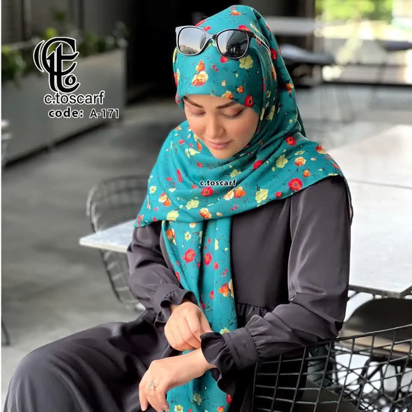 روسری نخ کاستوم سیتو طرح رزایه قواره بزرگ 140 سانتی متری