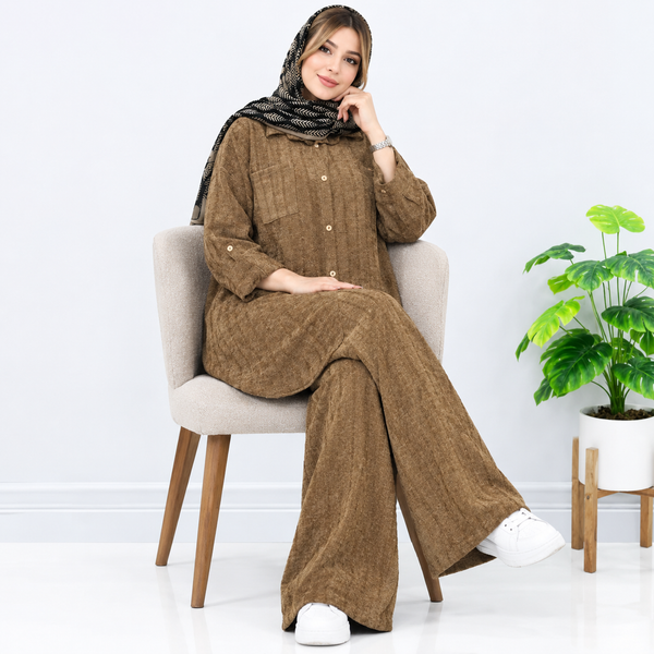 ست مانتو و شلوار زنانه مخمل پاییزی
