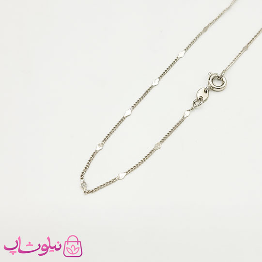 خرید  زنجیر زنانه ژوپینگ رنگ نقره ای 45 سانت 