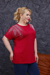بلوز زنانه ویسکوز نگین دار طرح بال فرشته کد 55