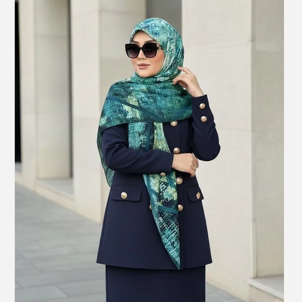 خرید روسری نخ کاستوم طرح هیوا آبرنگی خاص تک 