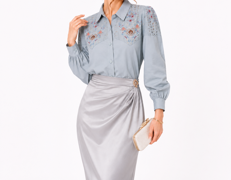 شومیز زنانه گلدوزی وارداتی کد 361