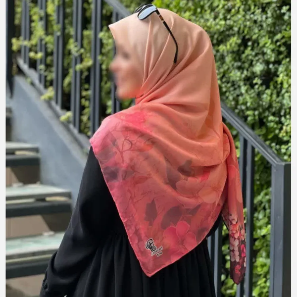 خرید روسری نخ کاستوم طرح گوهر طیفی گلبهی بانوان 