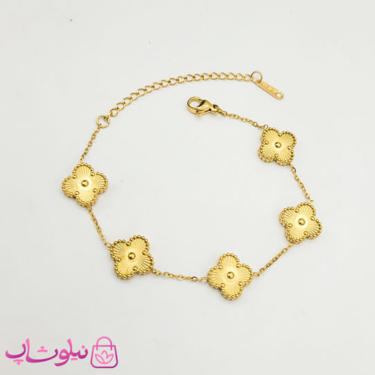 خرید  دستبند دخترانه مدل ونکلیف طلایی 