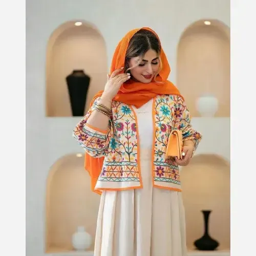 خرید ست کت و دامن لینن فری سایز تا 48 تکرنگ 
