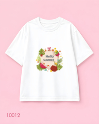 خرید  تیشرت اورسایز نخ پنبه طرح Hello Summer گل و هندوانه 