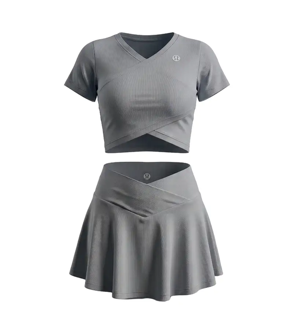 ست ورزشی زنانه دامن و کراپ تنیسی Lululemon