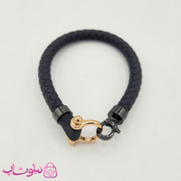 خرید  دستبند امگا رابر مشکی با قفل رزگلد کیفیت مستر 