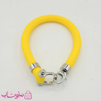 خرید  دستبند امگا رابر زرد مردانه زنانه با قفل نقره ای کیفیت مستر 