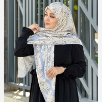 روسری نخی قواره بزرگ طرح گندم زمینه شیری