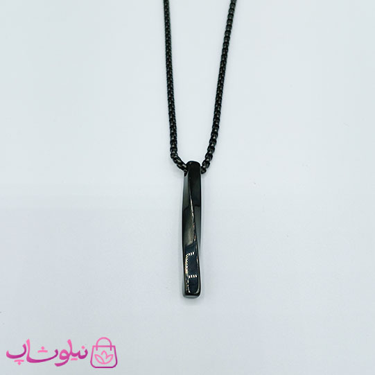 خرید  گردنبند مردانه مدل مکعب عشق مارپیچ مشکی 