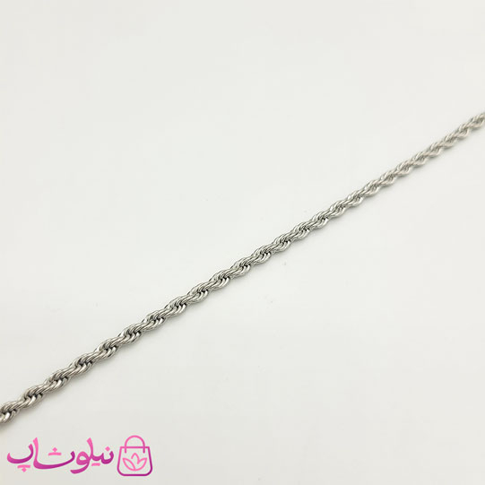 دستبند زنانه طنابی مدل استیل نقره ای 3 میل کد 1391