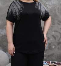 بلوز زنانه ویسکوز نگین دار طرح بال فرشته کد 55