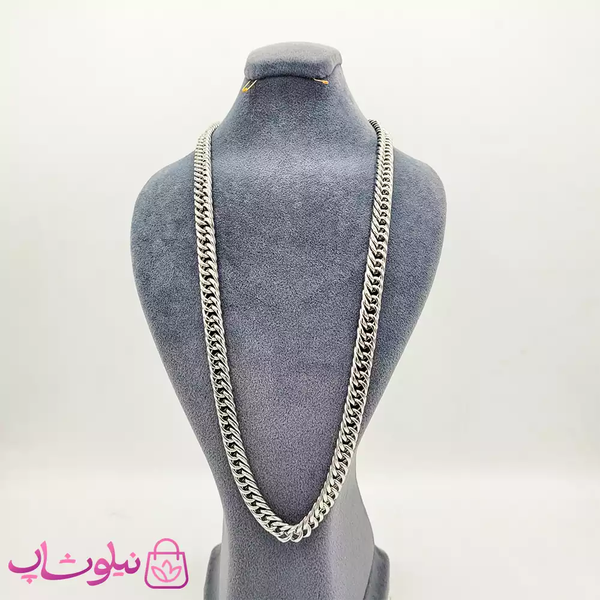 خرید  گردنبند مردانه کارتیه استیل نقره ای 