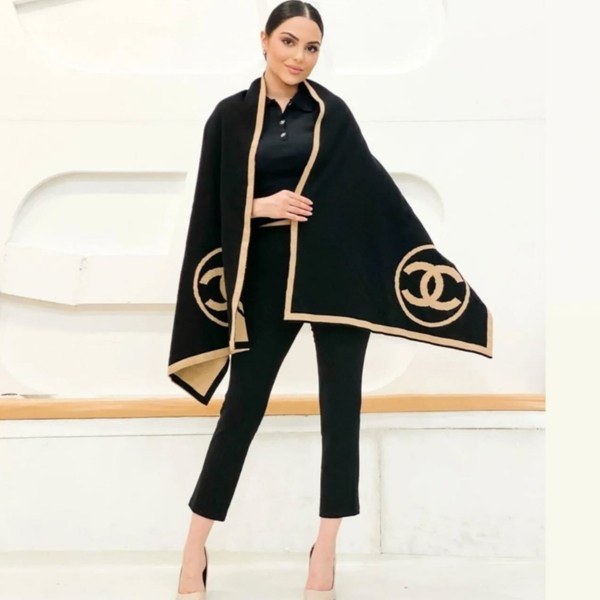 شال زنانه رو دوشی بافت دو رو مستر کوالتی طرح شنل 🍁 کد 304