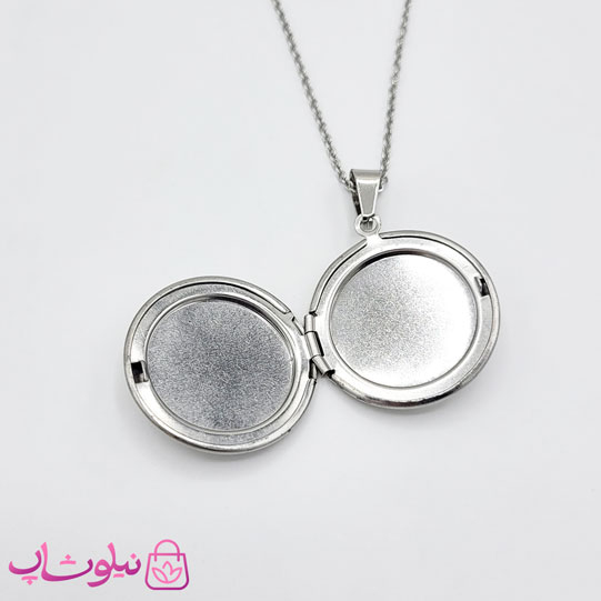 خرید  گردنبند لاکت زنانه دایره نقره ای 