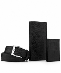 ست کیف وکمربند وجاکارتی مردانه چرم طبیعی folot58