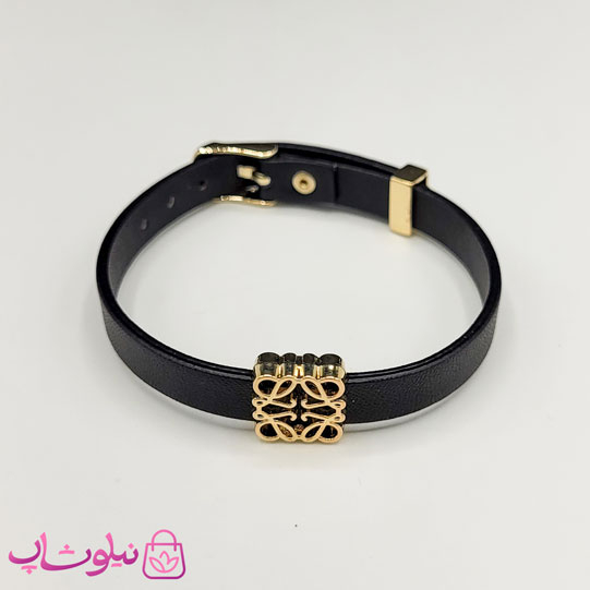 خرید  دستبند زنانه لووه Loewe چرم استیل رنگ مشکی 