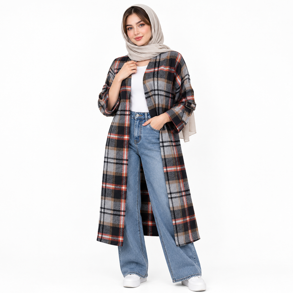 مانتو اسپرت چهارخونه پشمی پاییزه