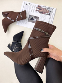 خرید نیم بوت پاشنه دار زنانه کبریتی بغل رکابدار زارا ZARA 
