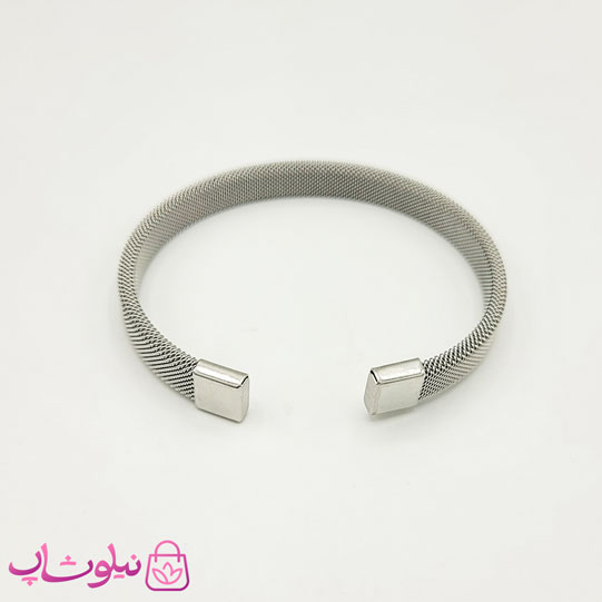 دستبند حصیری مردانه زنانه استیل نقره ای کد 2991