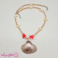خرید  گردنبند زنانه دستساز برند N&SH مدل صدف صورتی روشن 