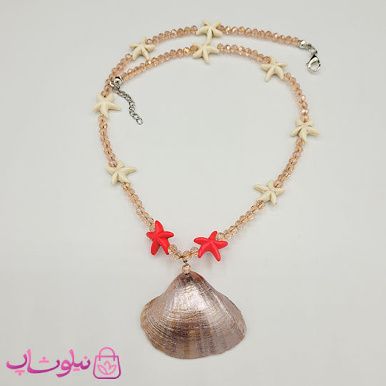 خرید  گردنبند زنانه دستساز برند N&SH مدل صدف صورتی روشن 