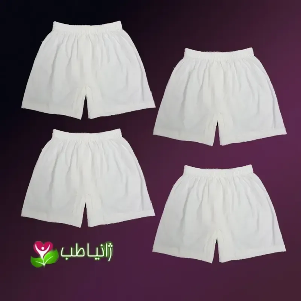 خرید پک 4 عددی شورت پادار مردانه نخی سایز M کرم روشن ژانیاطب 