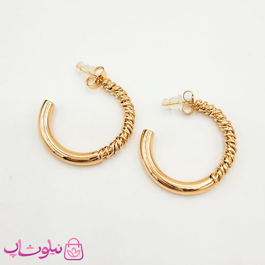خرید  گوشواره زنانه حلقه ای ژوپینگ مدل طرحدار نیمه باز 