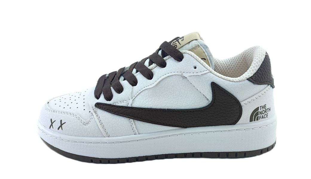 کفش اسپرت زنانه و پسرانه مدل نایکی تراویس nike Travis سفید موکا با بند اضافه
