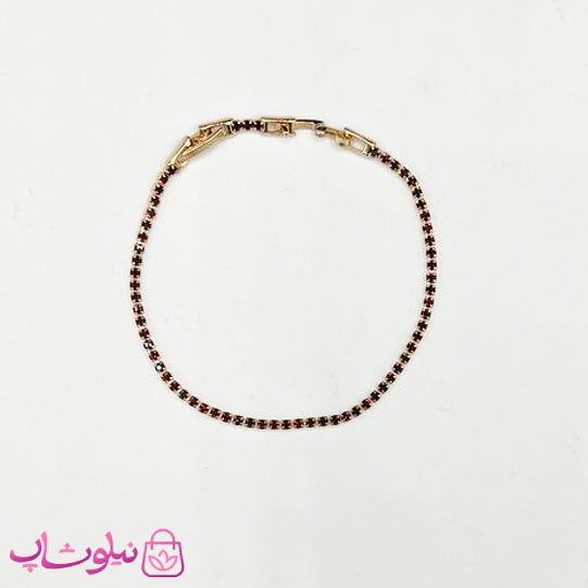 خرید دستبند زنانه ژوپینگ ظریف طرح تنیسی نگین قرمز