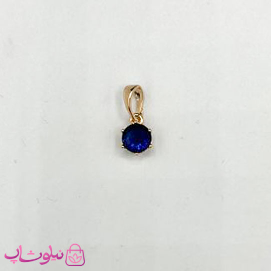 خرید  آویز گردنبند زنانه ژوپینگ طرح تک نگین سرمه ای مینیمال 9 میل 