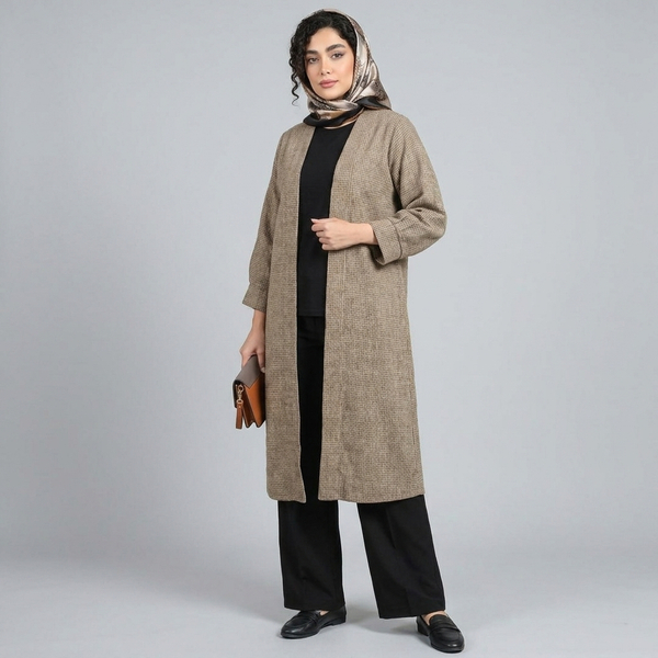 مانتو زنانه موهر بیسکویتی پاییزی کد 85