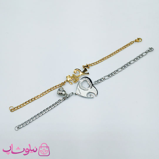 خرید  دستبند ست دختر و پسر مگنتی مدل قلب 