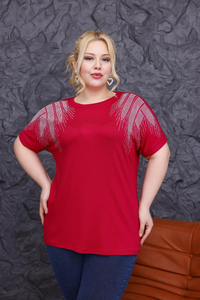 بلوز زنانه ویسکوز نگین دار طرح بال فرشته کد 55