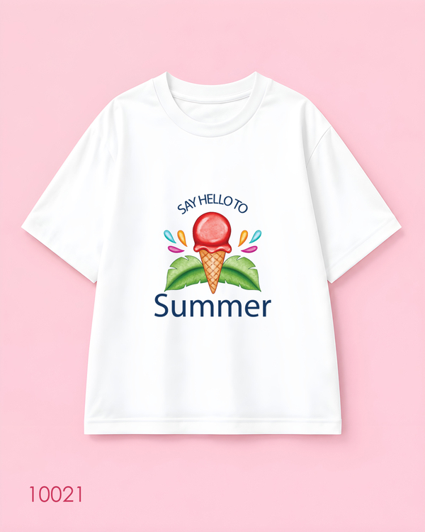 خرید تیشرت اورسایز نخ پنبه طرح “Say Hello To Summer”
