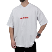 خرید  تیشرت آستین کوتاه مردانه سفید دونخ مدل MIU MIU 