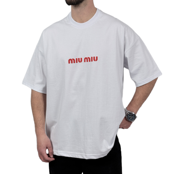 خرید  تیشرت آستین کوتاه مردانه سفید دونخ مدل MIU MIU 