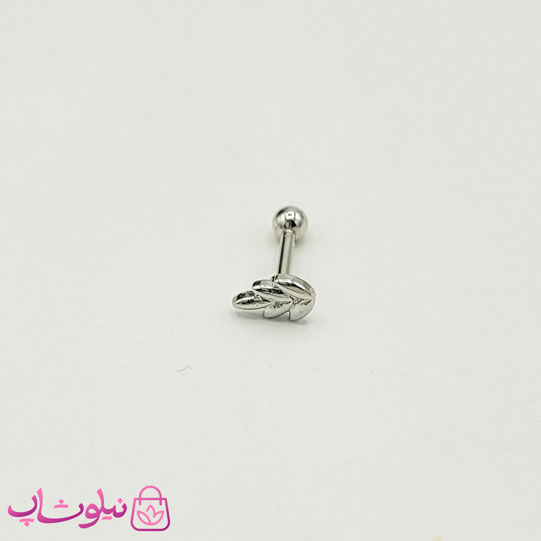 خرید پیرسینگ گوش طرح برگ نقره ای