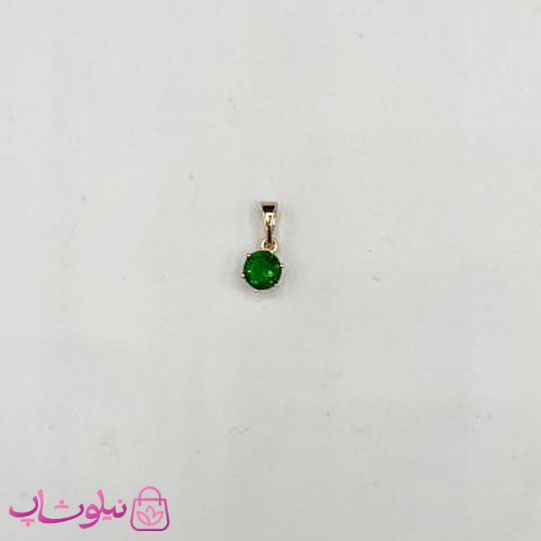 خرید  آویز گردنبند زنانه ژوپینگ طرح تک نگین سبز ظریف قطر 6 میل 