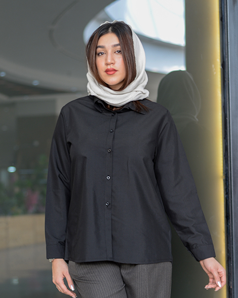 شومیز زنانه بیسیک مشکی (بور نیست) 7178