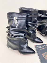 نیم بوت پاشنه دار زنانه ژیوانشی چروک GIVENCHY کد 1333 دختر طهرونی کد 682