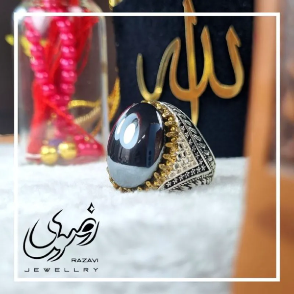 خرید انگشتر حدید صینی مردانه نقره طرح رحمت 