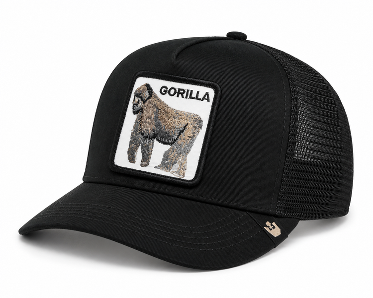خرید کلاه تراکر طرح گوریل مدل GORILLA – مشکی با پچ گلدوزی‌شده 