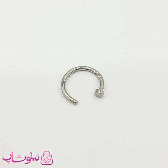خرید  پیرسینگ بینی حلقه ای ساده نقره ای بدون نگین 
