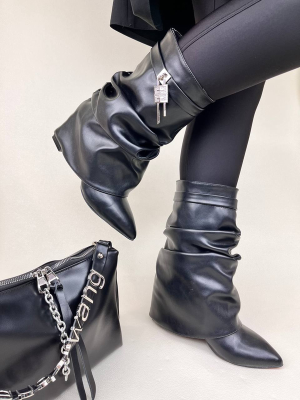 خرید نیم بوت پاشنه دار زنانه ژیوانشی چروک GIVENCHY