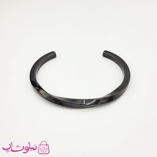 خرید  دستبند بنگل مردانه مدل پیچ استیل مشکی 
