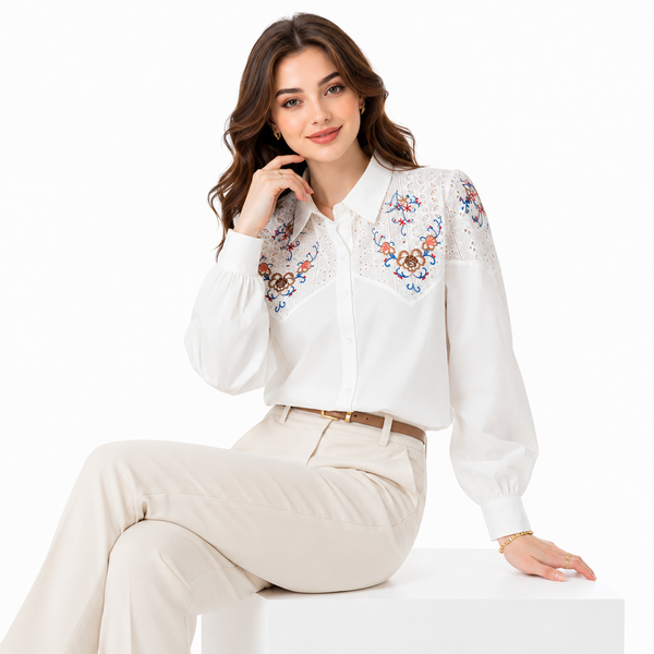 شومیز زنانه گلدوزی وارداتی کد 361