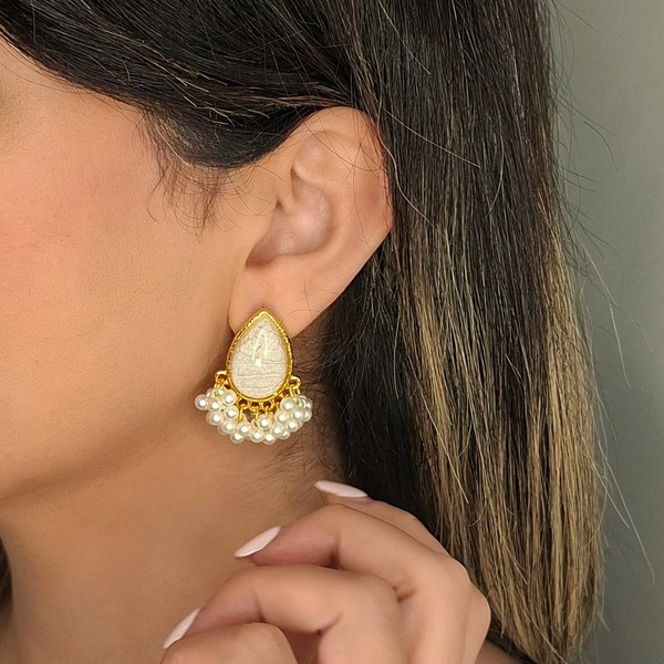 گوشواره طرح مروارید خوشهای و اشکی